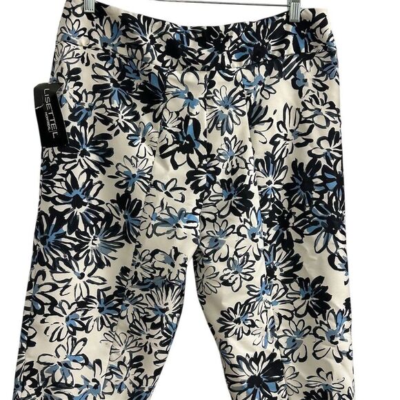 Lisette L Montreal Women's Floral Pop Art 26” Ankle Pants Back Slit Blue Size 16 - Picture 9 of 14